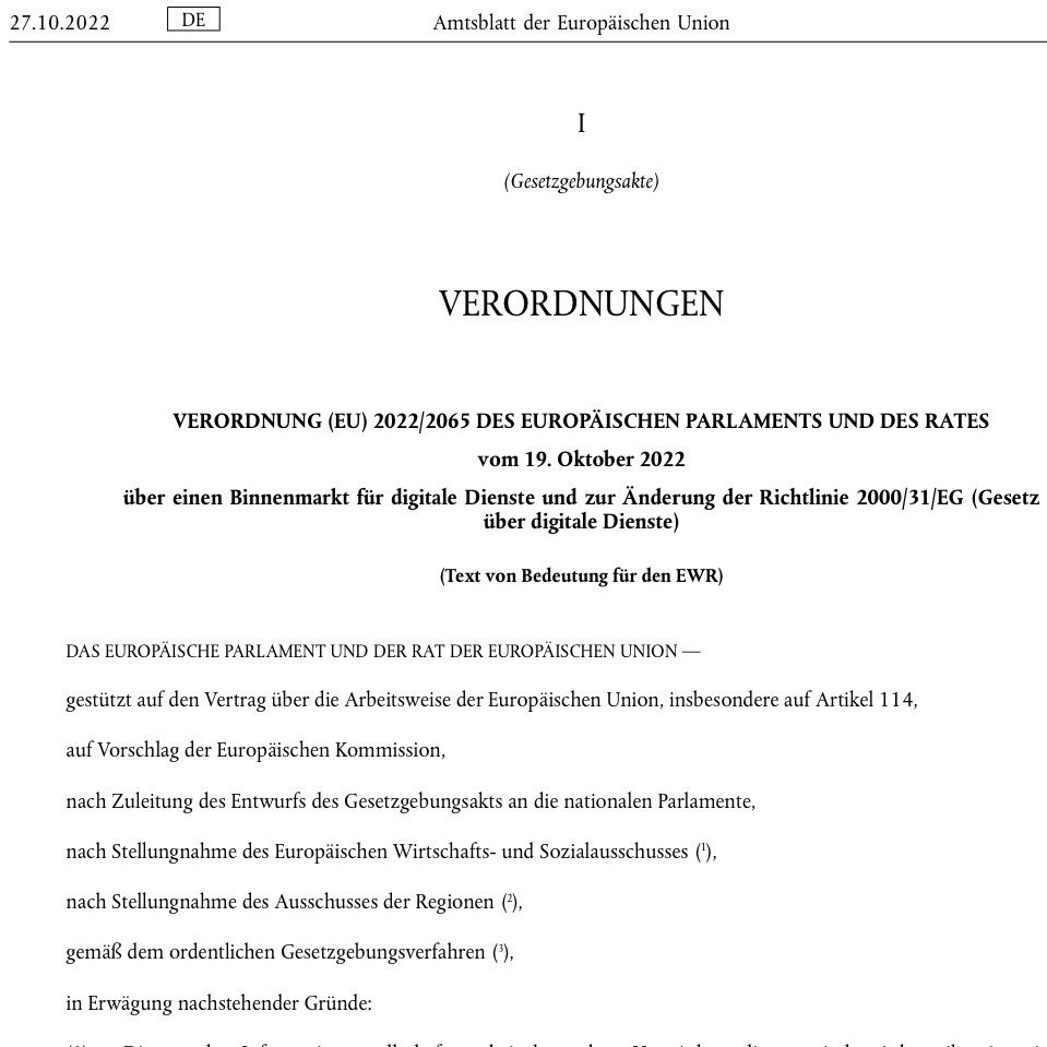Gesetz über digitale Dienste“ (Digital Services Act)