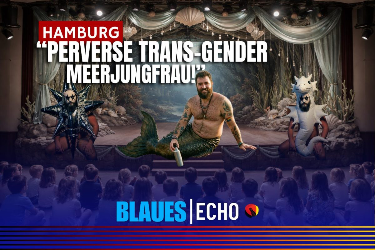 Blaues Echo Grafik zu Trans-Gendershow Meerjungfrau in Hamburg