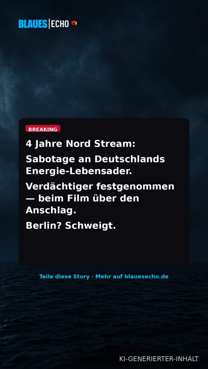 Nord Stream Anschlag Aufklärung – Story-Grafik Blaues Echo, KI-generierter Inhalt