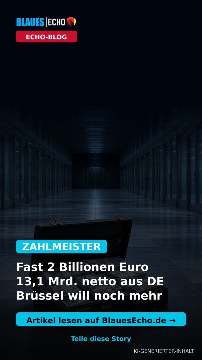 EU Haushalt: Koffer voller Geld im Flur – Story-Grafik Blaues Echo