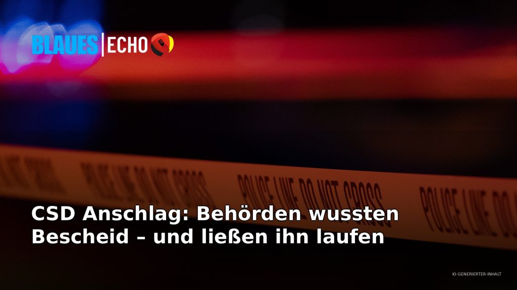 CSD Anschlag – Polizeiabsperrung bei Nacht, Titelgrafik Blaues Echo