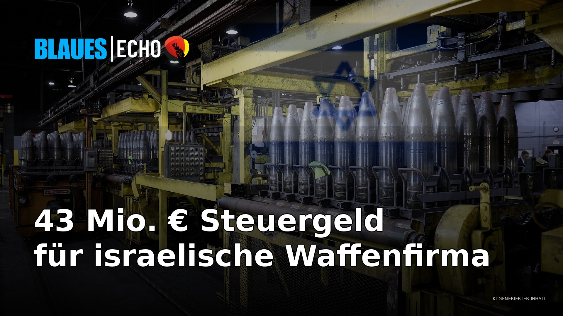 Elbit Sangerhausen: Granatenfertigung mit dezenter Israel-Flagge im Hintergrund
