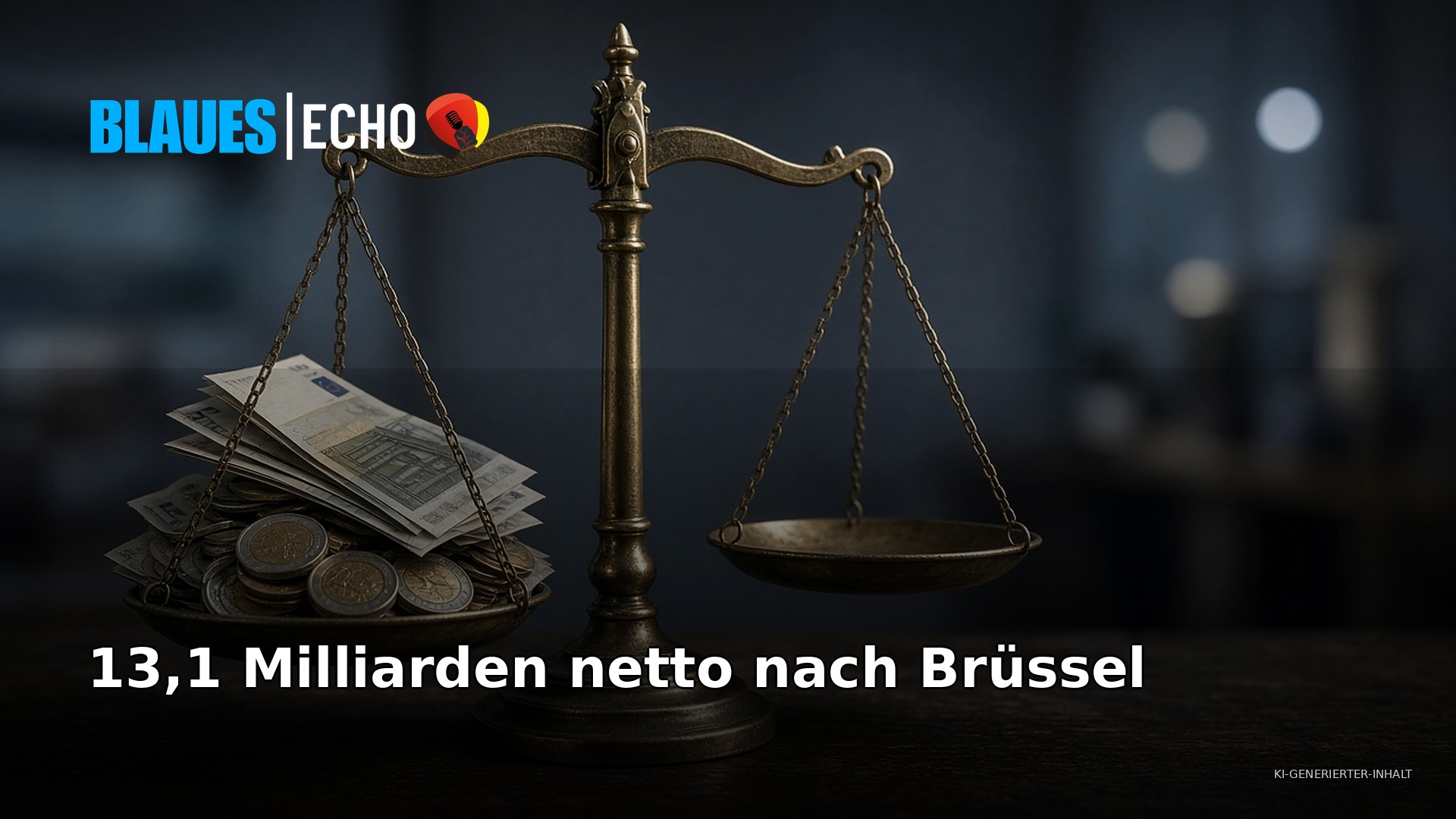 EU Haushalt: Waage mit Euro-Scheinen und Münzen – Deutschland zahlte 2024 netto 13,1 Milliarden Euro